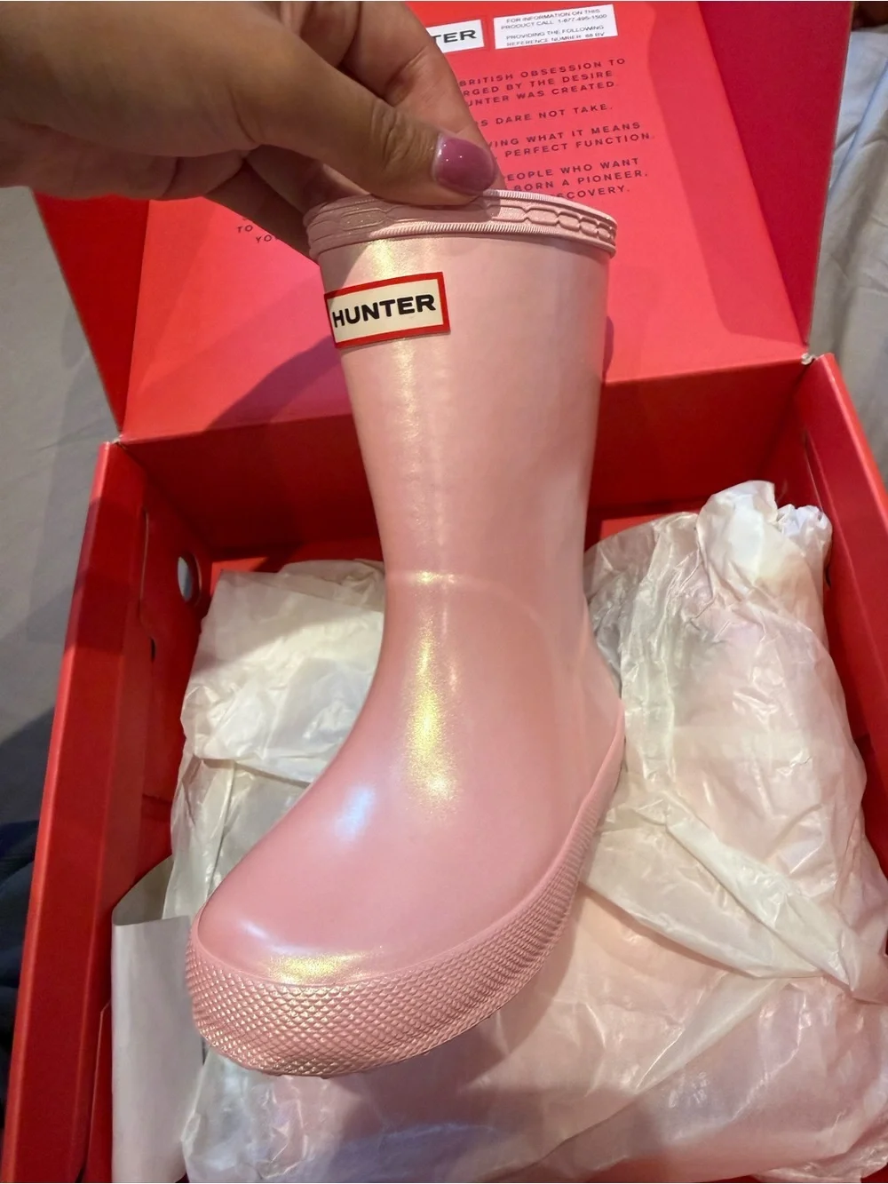 Hunter Kids Pink Pearl Rain Boots